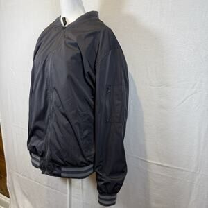 No Boundaries Men’s Bomber Jacket Black Gray Zip Front Lightweight - L (42-44)